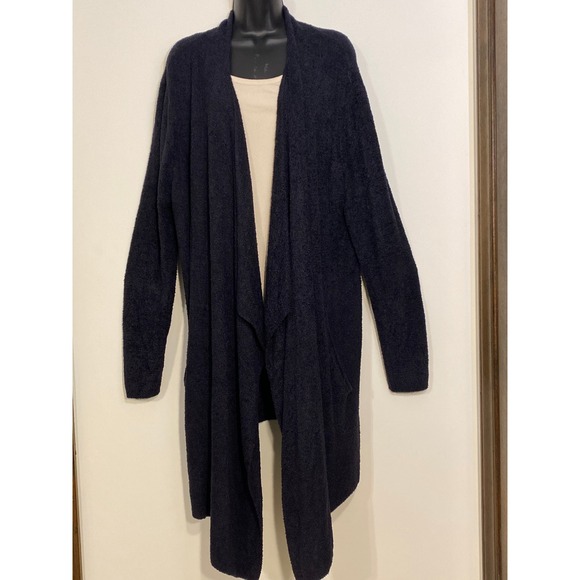 Barefoot Dreams Sweaters - Barefoot Dreams CozyChic Lite Black Draped Open Front Cardigan Style 2X